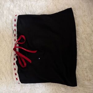 Elegant Black tube top with Red Accents